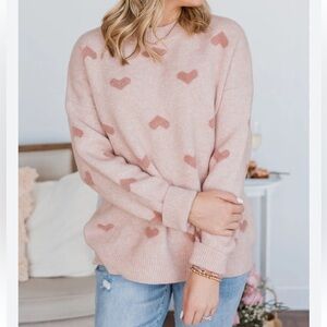 ADORA Pink Heart Pattern Sweater